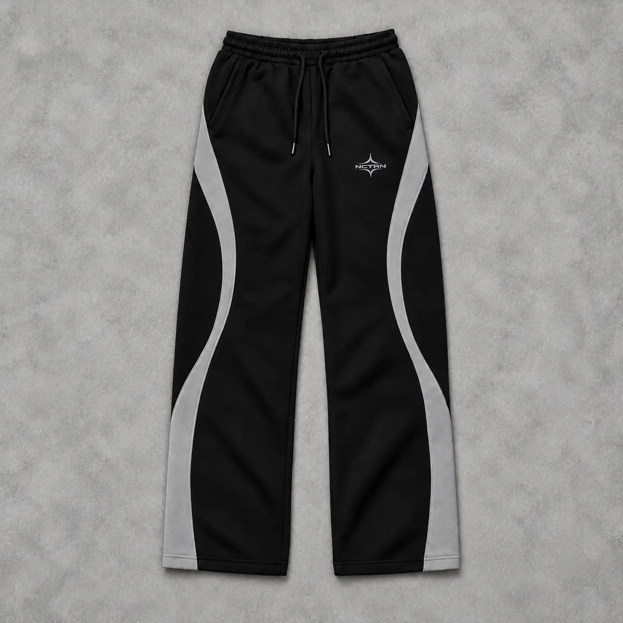 NCTRN Tracksuit Sweatpants in Black / Grey, front view (preview mockup)
